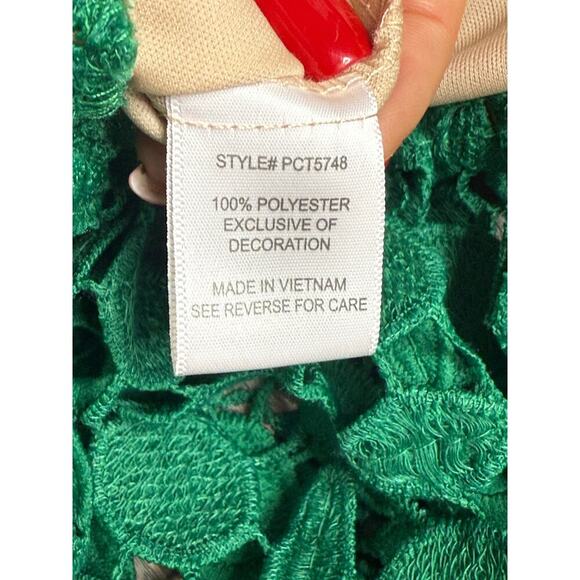 VTG RYAN MICHELLE  DRESS, CROCHET GREEN, Size PL - Picture 8 of 10